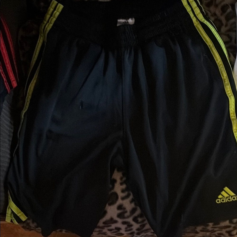Adidas boys Black Shorts with Yellow Accents